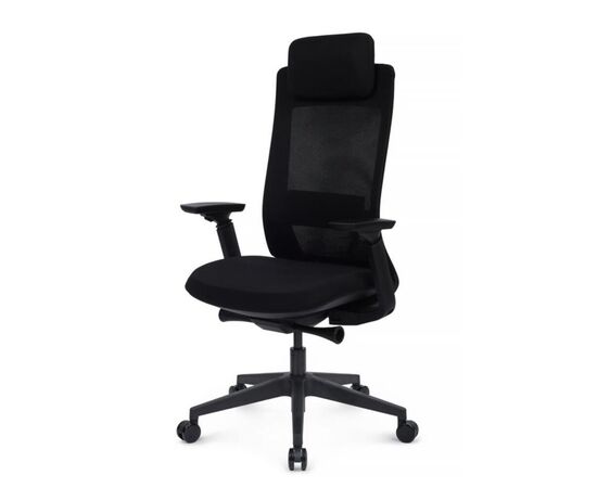 Кресло Миратт 67x56x115/125 MRTB-001 Чёрный, Основной цвет: Чёрный, Ширина: 67, Высота: 125, Глубина: 56, Максимальная ширина: 67, Максимальная глубина: 56, Максимальная высота: 125, Вес: 20, Материал сиденья: ткань, Механизм: синхромеханизм с клавишным слайдером, Подголовник: черный пластик 3D, Цвет сиденья: Черный, Цвет спинки: Черный, Максимальная нагрузка: 120, Материал спинки: сетка, Объем: 0,203, Бренд: РИВА ООО, Артикул для сайта: MRTB-001, изображение 7post-test