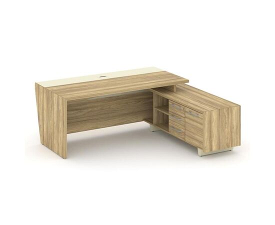Корнер Стол руководителя с тумбой 2000x1800x750 COR.SRT-20 (R) Гикори Песочный/Ваниль/Металл Ваниль, Основной цвет: Гикори Песочный/Ваниль/Металл Ваниль, Ширина: 2000, Высота: 750, Глубина: 1800, Максимальная ширина: 2000, Максимальная глубина: 1800, Максимальная высота: 750, Объем: 0,248, Бренд: РИВА ООО, Артикул: COR.SRT-20 (R), изображение 2post-test
