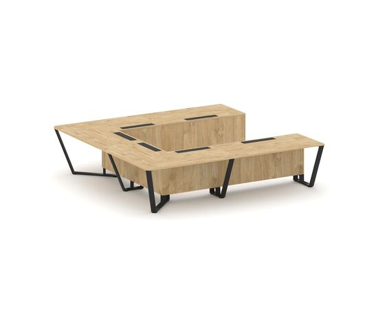 Стил Мит Стол переговорный П-образный 3200x3200x750 KD-PR.B.SP-11P Тиквуд Светлый/Металл Черный, Основной цвет: Тиквуд Светлый/Металл Черный, Ширина: 3200, Высота: 750, Глубина: 3200, Максимальная ширина: 3200, Максимальная глубина: 3200, Максимальная высота: 750, Объем: 1,16, Бренд: РИВА ООО, Артикул для сайта: KD-PR.B.SP-11P, изображение 2post-test
