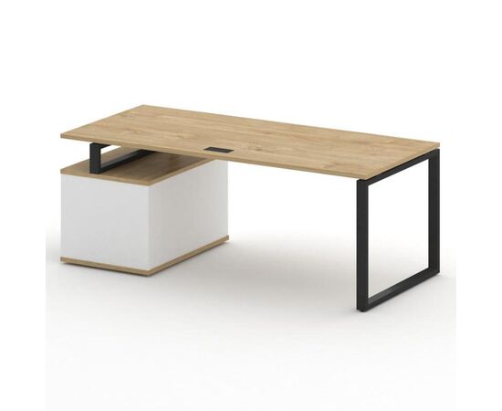 Шифт Стол руководителя с опорной тумбой правый 2000x904x753 SK.SRT-200.P (R) Тиквуд Светлый/Белый Бриллиант/Металл Черный, Основной цвет: Тиквуд Светлый/Белый Бриллиант/Металл Черный, Ширина: 2000, Высота: 753, Глубина: 904, Материал: Столы руководителя, Максимальная ширина: 2000, Максимальная глубина: 904, Максимальная высота: 753, Объем: 0,206, Бренд: РИВА ООО, Артикул для сайта: SK.SRT-200.P (R), изображение 2post-test