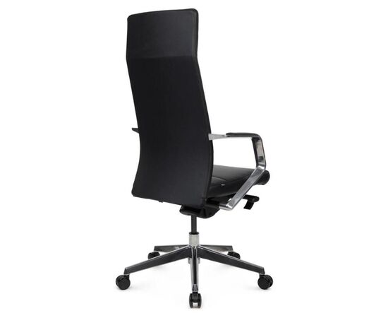 Кресло Моне 60x57x118/126 A1811 Чёрный, Основной цвет: Чёрный, Ширина: 60, Высота: 126, Глубина: 57, Максимальная ширина: 60, Максимальная глубина: 57, Максимальная высота: 126, Вес: 24, Материал сиденья: натуральная кожа/экокожа, Механизм: синхромеханизм, Подголовник: алюминий, с накладками из кожи в цвет кресла, Цвет сиденья: Черный, Цвет спинки: Черный, Максимальная нагрузка: 150, Материал спинки: натуральная кожа/экокожа, Гарантия: 5 лет, Страна производитель: Китай, Объем: 0,217, Бренд: РИВА ООО, Артикул для сайта: A1811, изображение 3post-test