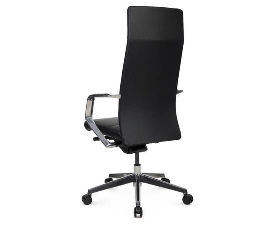 Кресло Моне 60x57x118/126 A1811 Чёрный, Основной цвет: Чёрный, Ширина: 60, Высота: 126, Глубина: 57, Максимальная ширина: 60, Максимальная глубина: 57, Максимальная высота: 126, Вес: 24, Материал сиденья: натуральная кожа/экокожа, Механизм: синхромеханизм, Подголовник: алюминий, с накладками из кожи в цвет кресла, Цвет сиденья: Черный, Цвет спинки: Черный, Максимальная нагрузка: 150, Материал спинки: натуральная кожа/экокожа, Гарантия: 5 лет, Страна производитель: Китай, Объем: 0,217, Бренд: РИВА ООО, Артикул для сайта: A1811, изображение 5post-test