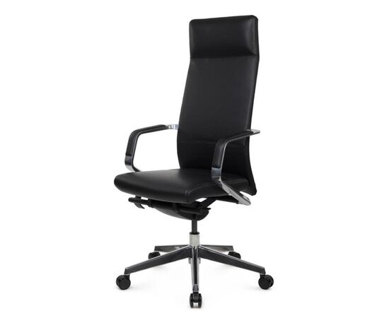 Кресло Моне 60x57x118/126 A1811 Чёрный, Основной цвет: Чёрный, Ширина: 60, Высота: 126, Глубина: 57, Максимальная ширина: 60, Максимальная глубина: 57, Максимальная высота: 126, Вес: 24, Материал сиденья: натуральная кожа/экокожа, Механизм: синхромеханизм, Подголовник: алюминий, с накладками из кожи в цвет кресла, Цвет сиденья: Черный, Цвет спинки: Черный, Максимальная нагрузка: 150, Материал спинки: натуральная кожа/экокожа, Гарантия: 5 лет, Страна производитель: Китай, Объем: 0,217, Бренд: РИВА ООО, Артикул для сайта: A1811, изображение 7post-test
