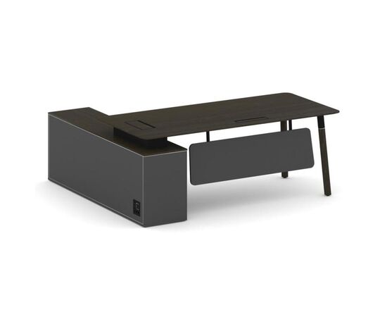 Фреско Стол руководителя 2000x1798x750 FR.SR-20 (R) Дуб Темный/Базальт UM/Металл Черный/Нерж. Сталь, Основной цвет: Дуб Темный/Базальт UM/Металл Черный/Нерж. Сталь, Ширина: 2000, Высота: 750, Глубина: 1798, Максимальная ширина: 2000, Максимальная глубина: 1798, Максимальная высота: 750, Объем: 0,234, Бренд: РИВА ООО, Артикул для сайта: FR.SR-20 (R), изображение 2post-test
