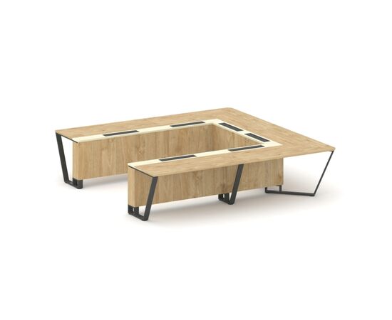 Стил Мит Стол переговорный П-образный 3200x3200x750 KMK-PR.B.SP-11P Тиквуд Светлый/Ваниль Глянец/Металл Антрацит, Основной цвет: Тиквуд Светлый/Ваниль Глянец/Металл Антрацит, Ширина: 3200, Высота: 750, Глубина: 3200, Максимальная ширина: 3200, Максимальная глубина: 3200, Максимальная высота: 750, Объем: 1,16, Бренд: РИВА ООО, Артикул для сайта: KMK-PR.B.SP-11P, изображение 2post-test