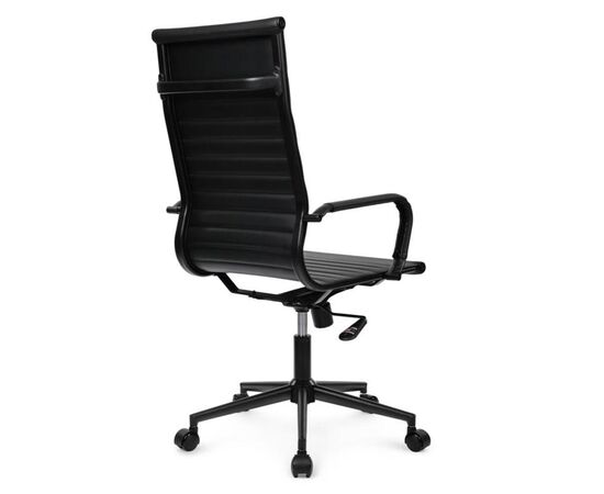 Кресло Хьюго RCH 57x56x109/119 6002-1SEB Черный/Металл черный, Основной цвет: Черный/Металл черный, Ширина: 57, Высота: 119, Глубина: 56, Максимальная ширина: 57, Максимальная глубина: 56, Максимальная высота: 119, Вес: 12,6, Материал сиденья: экокожа, Механизм: топ-ган, Подголовник: черный металл, с накладками из экокожи в цвет кресла, Цвет сиденья: Черный, Цвет спинки: Черный, Максимальная нагрузка: 120, Материал спинки: экокожа, Гарантия: 1 год, Страна производитель: Китай, Объем: 0,288, Бренд: РИВА ООО, Артикул для сайта: 6002-1SEB, изображение 3post-test