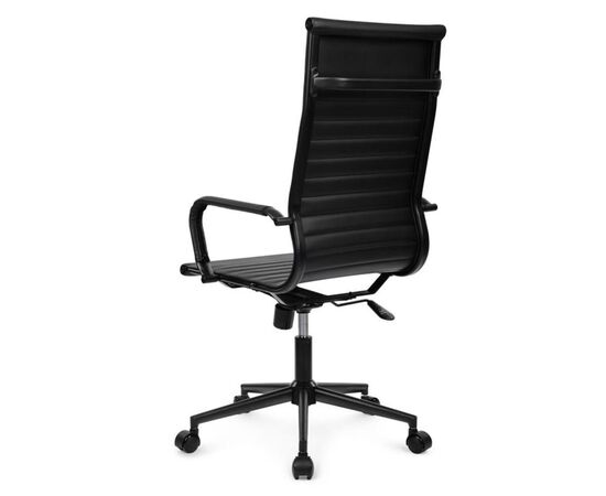 Кресло Хьюго RCH 57x56x109/119 6002-1SEB Черный/Металл черный, Основной цвет: Черный/Металл черный, Ширина: 57, Высота: 119, Глубина: 56, Максимальная ширина: 57, Максимальная глубина: 56, Максимальная высота: 119, Вес: 12,6, Материал сиденья: экокожа, Механизм: топ-ган, Подголовник: черный металл, с накладками из экокожи в цвет кресла, Цвет сиденья: Черный, Цвет спинки: Черный, Максимальная нагрузка: 120, Материал спинки: экокожа, Гарантия: 1 год, Страна производитель: Китай, Объем: 0,288, Бренд: РИВА ООО, Артикул для сайта: 6002-1SEB, изображение 5post-test