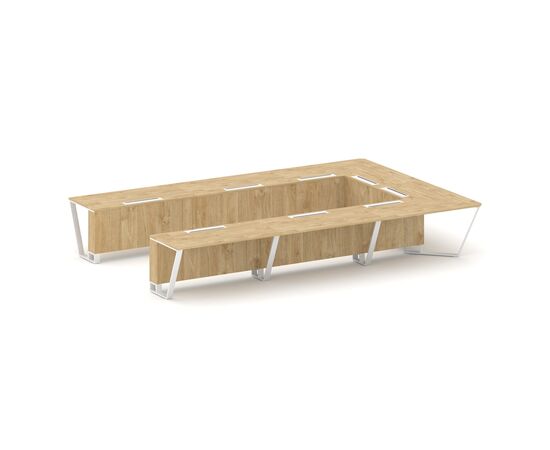 Стил Мит Стол переговорный П-образный 4800x3200x750 KD-PR.B.SP-15P Тиквуд Светлый/Металл белый, Основной цвет: Тиквуд Светлый/Металл белый, Ширина: 4800, Высота: 750, Глубина: 3200, Максимальная ширина: 4800, Максимальная глубина: 3200, Максимальная высота: 750, Объем: 1,53, Бренд: РИВА ООО, Артикул для сайта: KD-PR.B.SP-15P, изображение 2post-test