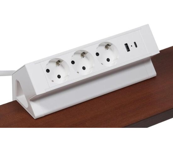 Блок розеток настольный с двумя крепежами 3 розетки USB-A USB-C 215x75x82 G4103Y-2AC.N Белый, Основной цвет: Белый, Ширина: 215, Высота: 82, Глубина: 75, Максимальная ширина: 215, Максимальная глубина: 75, Максимальная высота: 82, Вес: 0,755, Объем: 0,003, Бренд: РИВА ООО, Артикул для сайта: G4103Y-2AC.N, изображение 3post-test