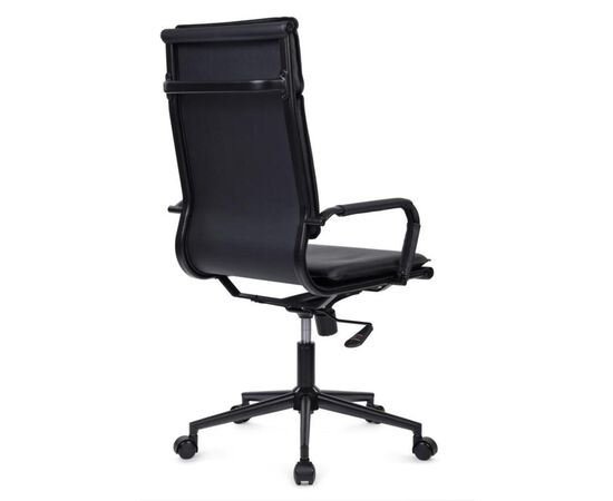 Кресло Хьюго RCH 57x56x109/119 6003-1SEB Черный/Металл черный, Основной цвет: Черный/Металл черный, Ширина: 57, Высота: 119, Глубина: 56, Максимальная ширина: 57, Максимальная глубина: 56, Максимальная высота: 119, Вес: 14,8, Материал сиденья: экокожа, Механизм: топ-ган, Подголовник: черный металл, с накладками из экокожи в цвет кресла, Цвет сиденья: Черный, Цвет спинки: Черный, Максимальная нагрузка: 120, Материал спинки: экокожа, Гарантия: 1 год, Страна производитель: Китай, Объем: 0,288, Бренд: РИВА ООО, Артикул для сайта: 6003-1SEB, изображение 3post-test