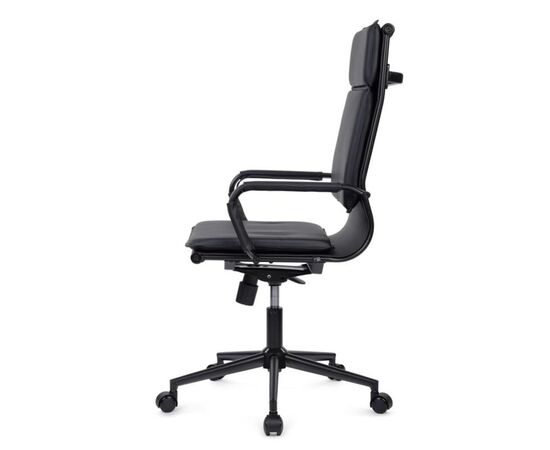 Кресло Хьюго RCH 57x56x109/119 6003-1SEB Черный/Металл черный, Основной цвет: Черный/Металл черный, Ширина: 57, Высота: 119, Глубина: 56, Максимальная ширина: 57, Максимальная глубина: 56, Максимальная высота: 119, Вес: 14,8, Материал сиденья: экокожа, Механизм: топ-ган, Подголовник: черный металл, с накладками из экокожи в цвет кресла, Цвет сиденья: Черный, Цвет спинки: Черный, Максимальная нагрузка: 120, Материал спинки: экокожа, Гарантия: 1 год, Страна производитель: Китай, Объем: 0,288, Бренд: РИВА ООО, Артикул для сайта: 6003-1SEB, изображение 6post-test