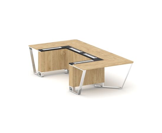 Стил Мит Стол переговорный П-образный 1600x3200x750 MM-PR.B.SP-07P Тиквуд Светлый/Графит Глянец/Нержавеющая Сталь/Хром, Основной цвет: Тиквуд Светлый/Графит Глянец/Нержавеющая Сталь/Хром, Ширина: 1600, Высота: 750, Глубина: 3200, Максимальная ширина: 1600, Максимальная глубина: 3200, Максимальная высота: 750, Объем: 0,779, Бренд: РИВА ООО, Артикул для сайта: MM-PR.B.SP-07P, изображение 2post-test