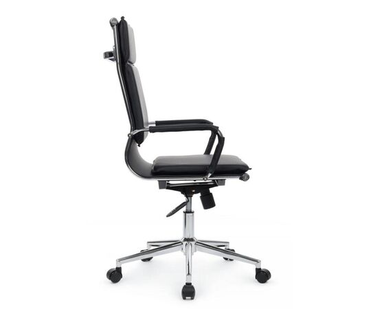 Кресло Хьюго RCH 57x56x109/119 6003-1SE Чёрный, Основной цвет: Чёрный, Ширина: 57, Высота: 119, Глубина: 56, Максимальная ширина: 57, Максимальная глубина: 56, Максимальная высота: 119, Вес: 14,8, Материал сиденья: экокожа, Механизм: топ-ган, Подголовник: металлические хромированные, с накладками из экокожи в цвет кресла, Цвет сиденья: Черный, Цвет спинки: Черный, Максимальная нагрузка: 120, Материал спинки: экокожа, Гарантия: 1 год, Страна производитель: Китай, Объем: 0,288, Бренд: РИВА ООО, Артикул для сайта: 6003-1SE, изображение 2post-test