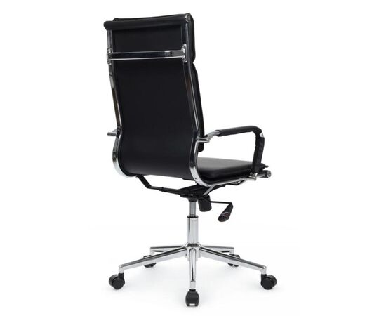 Кресло Хьюго RCH 57x56x109/119 6003-1SE Чёрный, Основной цвет: Чёрный, Ширина: 57, Высота: 119, Глубина: 56, Максимальная ширина: 57, Максимальная глубина: 56, Максимальная высота: 119, Вес: 14,8, Материал сиденья: экокожа, Механизм: топ-ган, Подголовник: металлические хромированные, с накладками из экокожи в цвет кресла, Цвет сиденья: Черный, Цвет спинки: Черный, Максимальная нагрузка: 120, Материал спинки: экокожа, Гарантия: 1 год, Страна производитель: Китай, Объем: 0,288, Бренд: РИВА ООО, Артикул для сайта: 6003-1SE, изображение 3post-test