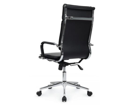 Кресло Хьюго RCH 57x56x109/119 6003-1SE Чёрный, Основной цвет: Чёрный, Ширина: 57, Высота: 119, Глубина: 56, Максимальная ширина: 57, Максимальная глубина: 56, Максимальная высота: 119, Вес: 14,8, Материал сиденья: экокожа, Механизм: топ-ган, Подголовник: металлические хромированные, с накладками из экокожи в цвет кресла, Цвет сиденья: Черный, Цвет спинки: Черный, Максимальная нагрузка: 120, Материал спинки: экокожа, Гарантия: 1 год, Страна производитель: Китай, Объем: 0,288, Бренд: РИВА ООО, Артикул для сайта: 6003-1SE, изображение 5post-test