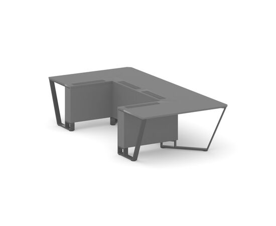 Стил Мит Стол переговорный П-образный 1600x3200x750 KDK-PR.B.SP-07P Антрацит/Металл Черный, Основной цвет: Антрацит/Металл Черный, Ширина: 1600, Высота: 750, Глубина: 3200, Максимальная ширина: 1600, Максимальная глубина: 3200, Максимальная высота: 750, Объем: 0,761, Бренд: РИВА ООО, Артикул для сайта: KDK-PR.B.SP-07P, изображение 2post-test