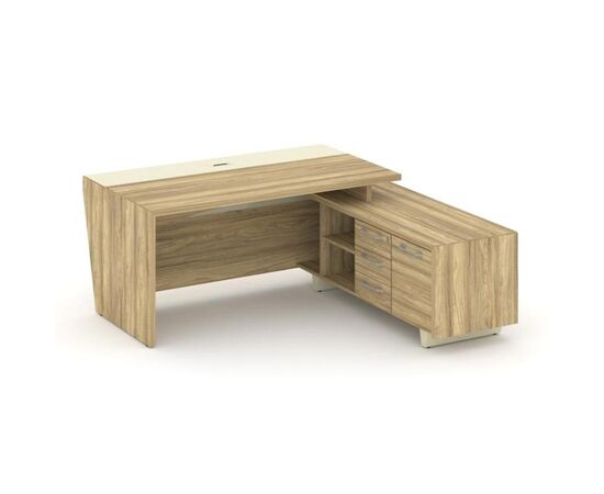 Корнер Стол руководителя с тумбой 1800x1800x750 COR.SRT-18 (R) Гикори Песочный/Ваниль/Металл Ваниль, Основной цвет: Гикори Песочный/Ваниль/Металл Ваниль, Ширина: 1800, Высота: 750, Глубина: 1800, Максимальная ширина: 1800, Максимальная глубина: 1800, Максимальная высота: 750, Объем: 0,35, Бренд: РИВА ООО, Артикул: COR.SRT-18 (R), изображение 2post-test