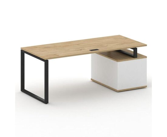 Шифт Стол руководителя с опорной тумбой левый 2000x904x753 SK.SRT-200.P (L) Тиквуд Светлый/Белый Бриллиант/Металл Черный, Основной цвет: Тиквуд Светлый/Белый Бриллиант/Металл Черный, Ширина: 2000, Высота: 753, Глубина: 904, Материал: Столы руководителя, Максимальная ширина: 2000, Максимальная глубина: 904, Максимальная высота: 753, Объем: 0,206, Бренд: РИВА ООО, Артикул для сайта: SK.SRT-200.P (L), изображение 2post-test