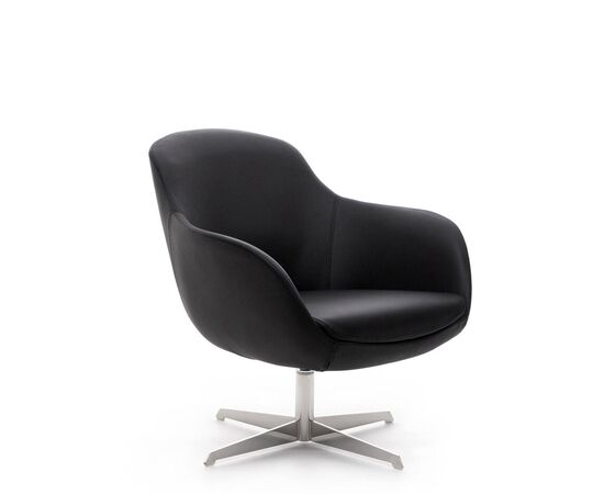 НОБЛ M/NOBLE Кресло на металлической опоре 60/76x52/62xh80 NOBLE R7 Dakota black Черный/кожа, Основной цвет: Черный/кожа, Ширина: 76, Высота: 80, Глубина: 62, Максимальная ширина: 76, Максимальная глубина: 62, Минимальная ширина: 60, Максимальная высота: 80, Минимальная глубина: 52, Вес: 24, Объем: 0,8, Бренд: ЦЕНТРЭКСИМ ООО, Артикул для сайта: NOBLE R7  Dakota black, изображение 2post-test