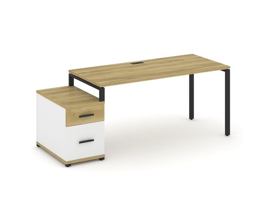 Концепт Стол письменный с 1 опорной тумбой 1580/1946x720x750 CN.SP-308 A Дуб винченцо/Белый бриллиант/Металл черный, Основной цвет: Дуб винченцо/Белый бриллиант/Металл черный, Ширина: 1946, Высота: 750, Глубина: 720, Максимальная ширина: 1946, Максимальная глубина: 720, Минимальная ширина: 1580, Максимальная высота: 750, Вес: 60,3, Объем: 0,182, Бренд: РИВА ООО, Артикул для сайта: CN.SP-308 A, изображение 2post-test