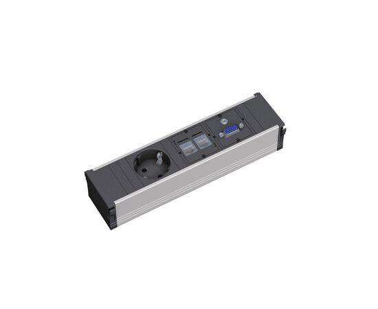 ПАУЕР ФРЭЙМ/POWERFRAME Электрический блок 1+2Cat5e+1VGA 224x60 317.113 Чёрный, Основной цвет: Чёрный, Ширина: 224, Глубина: 60, Максимальная ширина: 224, Максимальная глубина: 60, Вес: 0,31, Объем: 0,001, Бренд: ЦЕНТРЭКСИМ ООО, Артикул для сайта: 317.113, изображение 2post-test
