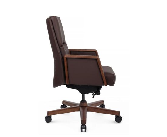 Кресло Франко-M 68x78x103/109 B2415-1 Коричневый, Основной цвет: Коричневый, Ширина: 68, Высота: 109, Глубина: 78, Максимальная ширина: 68, Максимальная глубина: 78, Максимальная высота: 109, Вес: 32, Материал сиденья: натуральная кожа/экокожа, Механизм: синхромеханизм с фиксацией в 4 положениях, Подголовник: обитые кожей в цвет кресла/массив  дерева, Цвет сиденья: Коричневый, Цвет спинки: Коричневый, Максимальная нагрузка: 250, Материал спинки: натуральная кожа/экокожа, Гарантия: 5 лет, Страна производитель: Китай, Объем: 0,286, Бренд: РИВА ООО, Артикул для сайта: B2415-1, изображение 2post-test