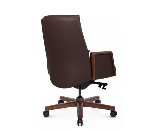 Кресло Франко-M 68x78x103/109 B2415-1 Коричневый, Основной цвет: Коричневый, Ширина: 68, Высота: 109, Глубина: 78, Максимальная ширина: 68, Максимальная глубина: 78, Максимальная высота: 109, Вес: 32, Материал сиденья: натуральная кожа/экокожа, Механизм: синхромеханизм с фиксацией в 4 положениях, Подголовник: обитые кожей в цвет кресла/массив  дерева, Цвет сиденья: Коричневый, Цвет спинки: Коричневый, Максимальная нагрузка: 250, Материал спинки: натуральная кожа/экокожа, Гарантия: 5 лет, Страна производитель: Китай, Объем: 0,286, Бренд: РИВА ООО, Артикул для сайта: B2415-1, изображение 3post-test