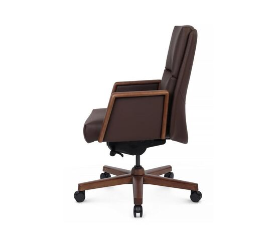 Кресло Франко-M 68x78x103/109 B2415-1 Коричневый, Основной цвет: Коричневый, Ширина: 68, Высота: 109, Глубина: 78, Максимальная ширина: 68, Максимальная глубина: 78, Максимальная высота: 109, Вес: 32, Материал сиденья: натуральная кожа/экокожа, Механизм: синхромеханизм с фиксацией в 4 положениях, Подголовник: обитые кожей в цвет кресла/массив  дерева, Цвет сиденья: Коричневый, Цвет спинки: Коричневый, Максимальная нагрузка: 250, Материал спинки: натуральная кожа/экокожа, Гарантия: 5 лет, Страна производитель: Китай, Объем: 0,286, Бренд: РИВА ООО, Артикул для сайта: B2415-1, изображение 6post-test
