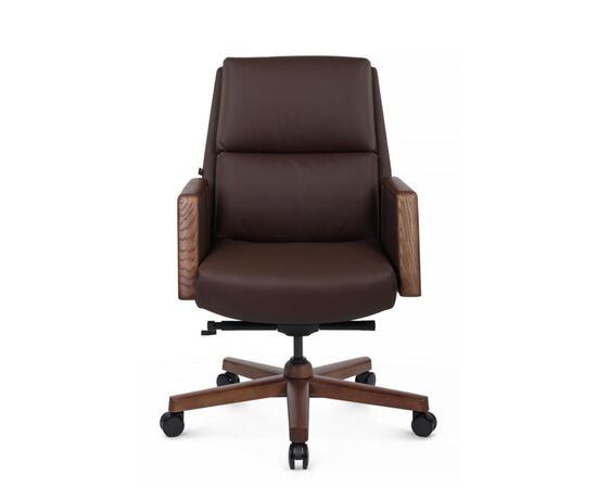 Кресло Франко-M 68x78x103/109 B2415-1 Коричневый, Основной цвет: Коричневый, Ширина: 68, Высота: 109, Глубина: 78, Максимальная ширина: 68, Максимальная глубина: 78, Максимальная высота: 109, Вес: 32, Материал сиденья: натуральная кожа/экокожа, Механизм: синхромеханизм с фиксацией в 4 положениях, Подголовник: обитые кожей в цвет кресла/массив  дерева, Цвет сиденья: Коричневый, Цвет спинки: Коричневый, Максимальная нагрузка: 250, Материал спинки: натуральная кожа/экокожа, Гарантия: 5 лет, Страна производитель: Китай, Объем: 0,286, Бренд: РИВА ООО, Артикул для сайта: B2415-1, изображение 8post-test