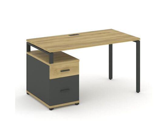 Концепт Стол письменный с 1 опорной тумбой 1380/1746x720x750 CN.SP-307 A Дуб Винченцо/Антрацит NEW/Металл Антрацит, Основной цвет: Дуб Винченцо/Антрацит NEW/Металл Антрацит, Ширина: 1746, Высота: 750, Глубина: 720, Максимальная ширина: 1746, Максимальная глубина: 720, Минимальная ширина: 1380, Максимальная высота: 750, Вес: 57,21, Объем: 0,175, Бренд: РИВА ООО, Артикул для сайта: CN.SP-307 A, изображение 2post-test