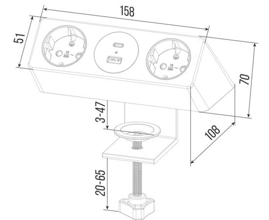 Блок розеток настольный с одним крепежом 2 розетки USB-A USB-C 158x108x70 G1002A-2AC.N Серебро+белый, Основной цвет: Серебро+белый, Ширина: 158, Высота: 70, Глубина: 108, Максимальная ширина: 158, Максимальная глубина: 108, Максимальная высота: 70, Вес: 1,134, Объем: 0,004, Бренд: РИВА ООО, Артикул для сайта: G1002A-2AC.N, изображение 2post-test