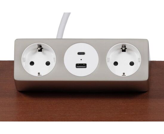 Блок розеток настольный с одним крепежом 2 розетки USB-A USB-C 158x108x70 G1002A-2AC.N Серебро+белый, Основной цвет: Серебро+белый, Ширина: 158, Высота: 70, Глубина: 108, Максимальная ширина: 158, Максимальная глубина: 108, Максимальная высота: 70, Вес: 1,134, Объем: 0,004, Бренд: РИВА ООО, Артикул для сайта: G1002A-2AC.N, изображение 4post-test