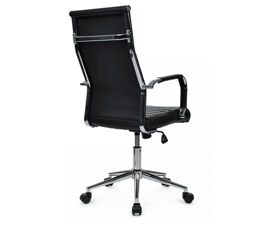 Кресло Арт RCH 64x64x107/117 6015H Чёрный, Основной цвет: Чёрный, Ширина: 64, Высота: 117, Глубина: 64, Максимальная ширина: 64, Максимальная глубина: 64, Максимальная высота: 117, Вес: 13, Материал сиденья: экокожа, Механизм: топ-ган, Подголовник: металлические хромированные, с накладками из экокожи в цвет кресла, Цвет сиденья: Черный, Цвет спинки: Черный, Материал спинки: экокожа, Гарантия: 1 год, Страна производитель: Китай, Максимальная нагрузка: 120, Бренд: РИВА ООО, Артикул для сайта: 6015H, изображение 3post-test