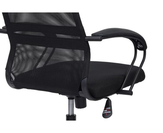 Кресло Сэт RCH 60x72x113/123 STBL-208 Чёрный, Основной цвет: Чёрный, Ширина: 60, Высота: 123, Глубина: 72, Максимальная ширина: 60, Максимальная глубина: 72, Максимальная высота: 123, Вес: 12,2, Материал сиденья: ткань, Механизм: топ-ган, Подголовник: черный металл, с накладками из экокожи в цвет кресла, Цвет сиденья: Черный, Цвет спинки: Черный, Максимальная нагрузка: 120, Материал спинки: экокожа/сетка, Гарантия: 1 год, Страна производитель: Россия, Объем: 0,128, Бренд: РИВА ООО, Артикул для сайта: STBL-208, изображение 12post-test