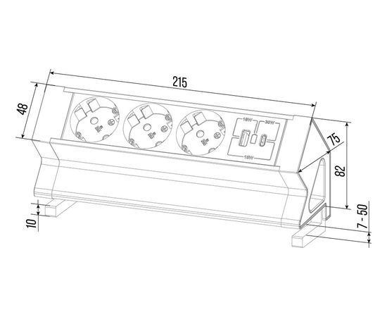 Блок розеток настольный с двумя крепежами 3 розетки USB-A USB-C 215x75x82 G4103Y-2AC.N Серебро/Черный, Основной цвет: Серебро/Черный, Ширина: 215, Высота: 82, Глубина: 75, Максимальная ширина: 215, Максимальная глубина: 75, Максимальная высота: 82, Вес: 0,755, Объем: 0,003, Бренд: РИВА ООО, Артикул для сайта: G4103Y-2AC.N, изображение 2post-test