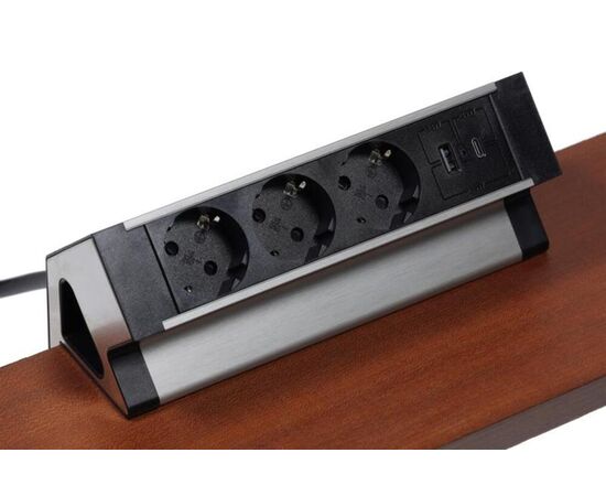 Блок розеток настольный с двумя крепежами 3 розетки USB-A USB-C 215x75x82 G4103Y-2AC.N Серебро/Черный, Основной цвет: Серебро/Черный, Ширина: 215, Высота: 82, Глубина: 75, Максимальная ширина: 215, Максимальная глубина: 75, Максимальная высота: 82, Вес: 0,755, Объем: 0,003, Бренд: РИВА ООО, Артикул для сайта: G4103Y-2AC.N, изображение 3post-test