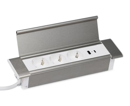 Блок розеток с откидной крышкой 3 розетки USB-A USB-C 260x66x11 G4103Q-2AC.N Серебро/Белый, Основной цвет: Серебро/Белый, Ширина: 260, Высота: 11, Глубина: 66, Максимальная ширина: 260, Максимальная глубина: 66, Максимальная высота: 11, Вес: 0,755, Объем: 0,002, Бренд: РИВА ООО, Артикул для сайта: G4103Q-2AC.N, изображение 3post-test