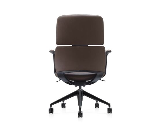Кресло Венетто-M 64x64x95/103 FK013-B12 Коричневый, Основной цвет: Коричневый, Ширина: 64, Высота: 103, Глубина: 64, Максимальная ширина: 64, Максимальная глубина: 64, Максимальная высота: 103, Вес: 21,5, Материал сиденья: натуральная кожа/экокожа, Механизм: синхромеханизм с фиксацией в 4 положениях, Подголовник: черный алюминий, с накладками из кожи в цвет кресла, Цвет сиденья: Коричневый, Цвет спинки: Коричневый, Материал спинки: натуральная кожа/экокожа, Гарантия: 5 лет, Страна производитель: Китай, Максимальная нагрузка: 150, Бренд: РИВА ООО, Артикул для сайта: FK013-B12, изображение 3post-test