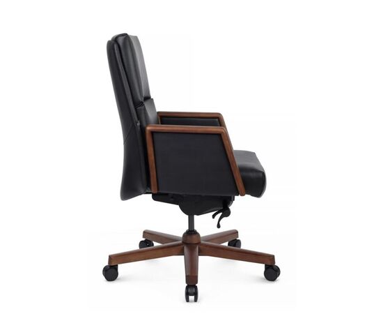 Кресло Франко-M 68x78x103/109 B2415-1 Чёрный, Основной цвет: Чёрный, Ширина: 68, Высота: 109, Глубина: 78, Максимальная ширина: 68, Максимальная глубина: 78, Максимальная высота: 109, Вес: 32, Материал сиденья: натуральная кожа/экокожа, Механизм: синхромеханизм с фиксацией в 4 положениях, Подголовник: обитые кожей в цвет кресла/массив  дерева, Цвет сиденья: Черный, Цвет спинки: Черный, Максимальная нагрузка: 250, Материал спинки: натуральная кожа/экокожа, Гарантия: 5 лет, Страна производитель: Китай, Объем: 0,286, Бренд: РИВА ООО, Артикул для сайта: B2415-1, изображение 2post-test