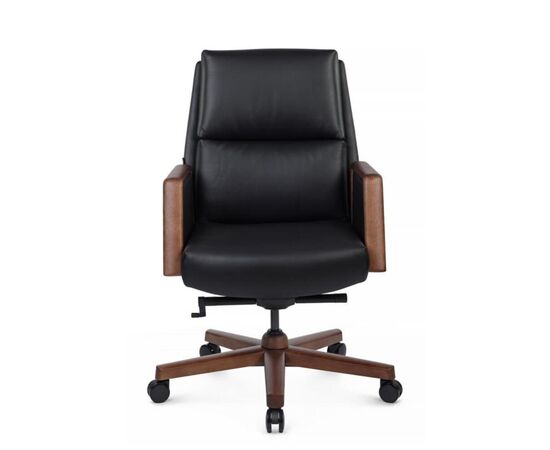 Кресло Франко-M 68x78x103/109 B2415-1 Чёрный, Основной цвет: Чёрный, Ширина: 68, Высота: 109, Глубина: 78, Максимальная ширина: 68, Максимальная глубина: 78, Максимальная высота: 109, Вес: 32, Материал сиденья: натуральная кожа/экокожа, Механизм: синхромеханизм с фиксацией в 4 положениях, Подголовник: обитые кожей в цвет кресла/массив  дерева, Цвет сиденья: Черный, Цвет спинки: Черный, Максимальная нагрузка: 250, Материал спинки: натуральная кожа/экокожа, Гарантия: 5 лет, Страна производитель: Китай, Объем: 0,286, Бренд: РИВА ООО, Артикул для сайта: B2415-1, изображение 8post-test