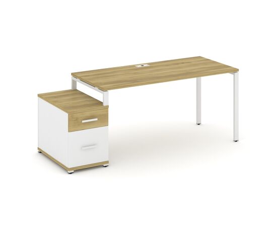 Концепт Стол письменный с 1 опорной тумбой 1580/1946x720x750 CN.SP-308 A Дуб Винченцо/Белый Бриллиант/Металл Белый, Основной цвет: Дуб Винченцо/Белый Бриллиант/Металл Белый, Ширина: 1946, Высота: 750, Глубина: 720, Максимальная ширина: 1946, Максимальная глубина: 720, Минимальная ширина: 1580, Максимальная высота: 750, Вес: 60,3, Объем: 0,182, Бренд: РИВА ООО, Артикул для сайта: CN.SP-308 A, изображение 2post-test