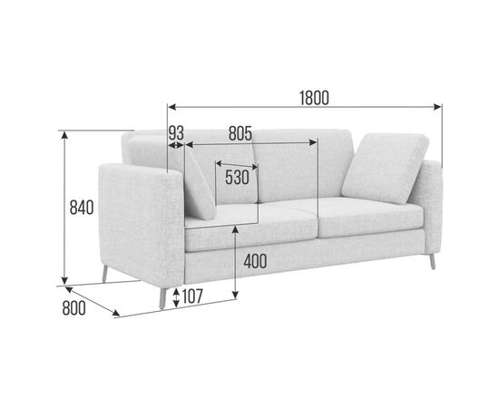 Браско Диван двухместный 1800x800x840 BRS-2 Nappa 999/Металл Черный, Основной цвет: Nappa 999/Металл Черный, Ширина: 1800, Высота: 840, Глубина: 800, Максимальная ширина: 1800, Максимальная глубина: 800, Максимальная высота: 840, Вес: 41,6, Объем: 1,21, Бренд: РИВА ООО, Артикул для сайта: BRS-2, изображение 2post-test