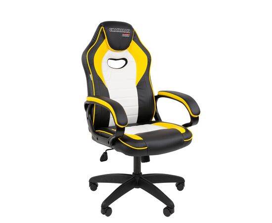 Кресло ЧАИРМАН ДРАЙВ 16/CHAIRMAN ДРАЙВ 16 475х500х1145/1245 7213483 черно-бело-желтый, Основной цвет: черно-бело-желтый, Ширина: 475, Диаметр крестовины мм (Мягкие кресла): 700, Высота: 1145, Глубина: 500, Материал: Экокожа, Пятилучье форма: пластиковая, Ролики: Стандарт BIFMA 5,1 (США), диаметр штока 11 мм, покрытие – полиуретан, Высота от пола до верхней части спинки, макс: 1245, Максимальная ширина: 475, Высота от пола до верхней части сиденья, мин: 460, Максимальная высота: 1245, Материал подлокотников: Пластиковые с мягкими накладками, обитыми экокожей, Вес: 14,2, Механизм: с возможностью фиксации кресла в любом положении. Регулировка кресла по высоте, Гарантия: 2 года, Максимальная нагрузка: до 120 кг, Бренд: ТАЙПИТ-МК ООО, Высота спинки: 710, Высота от пола до верхней части спинки мин (Мягкие кресла): 1145, Высота от пола до верхней части сиденья макс (Мягкие кресла): 560, Ширина между подлокотниками мин (Мягкие кресла): 475, Ширина между подлокотниками макс (Мягкие кресла): 475, Высота от пола до верхнего края подлокотника мин (Мягкие кресла): 670, Высота от пола до верхнего края подлокотника макс (Мягкие кресла): 770, Ширина по внешнему краю подлокотников мин мм (Мягкие кресла): 645, Ширина по внешнему краю подлокотников макс (Мягкие кресла): 645, Объем: 0,173, Артикул для сайта: 7213483, изображение 2post-test