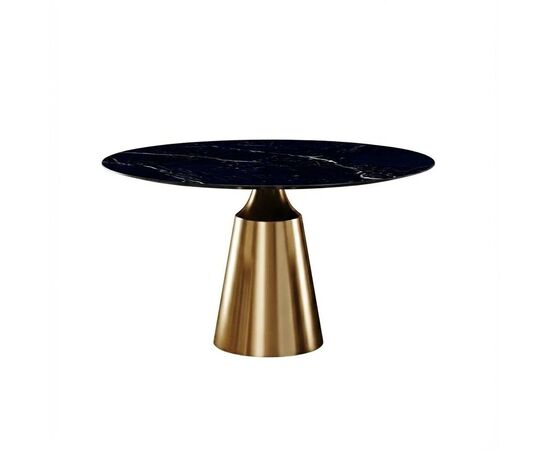 Стол Лукас 120 круглый 120x120x75 20870 Чёрный, Основной цвет: Чёрный, Ширина: 120, Высота: 75, Глубина: 120, Материал: Керамика, Максимальная ширина: 120, Максимальная глубина: 120, Максимальная высота: 75, Вес: 43, Цвет опоры: Золото, Объем: 1,08, Бренд: ЛЮКССОФА ООО, Артикул для сайта: 20870, изображение 2post-test