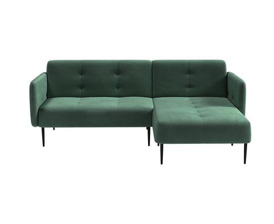 Диван-кровать Монако с шезлонгом с подлокотниками 222x148x84 0000004180000000036180 бархат зеленый 19, Основной цвет: бархат зеленый 19, Максимальная нагрузка: 240, Ширина: 222, Высота: 84, Глубина: 148, Материал: Ткань, Максимальная ширина: 222, Максимальная глубина: 148, Максимальная высота: 84, Вес: 64, Цвет опоры: Черный / Белый, Механизм: Клик-клак, Страна производитель: Россия, Объем: 2,76, Бренд: ЛЮКССОФА ООО, Артикул для сайта: 0000004180000000036180, изображение 2post-test