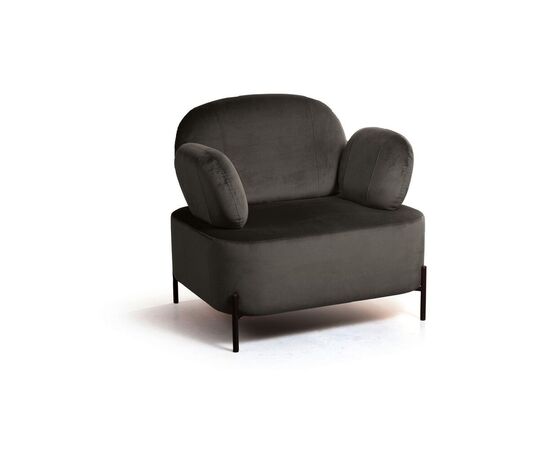 Кресло Денди 86x74x81 81208 бархат matte 80 серый, Основной цвет: бархат matte 80 серый, Ширина: 86, Высота: 81, Глубина: 74, Материал: Бархат, Максимальная ширина: 86, Максимальная глубина: 74, Максимальная высота: 81, Вес: 23,3, Цвет опоры: Черный, Механизм: Без механизма, Страна производитель: Россия, Объем: 0,515, Бренд: ЛЮКССОФА ООО, Артикул для сайта: 81208, изображение 3post-test