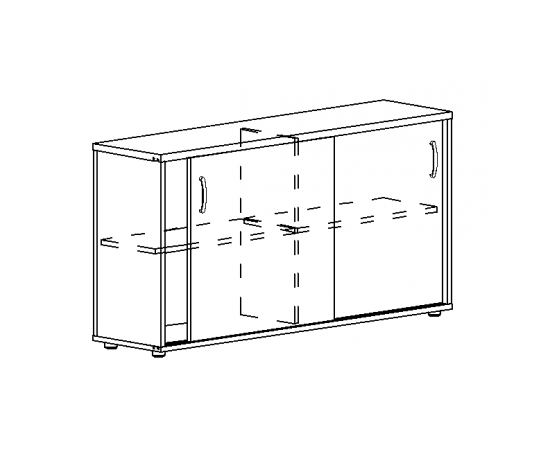 Шкаф-купе низкий (для 2-х столов 60), шкафы НФ-00015538, Основной цвет: Белый премиум, Ширина: 1244, Глубина: 364, Высота: 756, Артикул: А4 330 БПpost-test