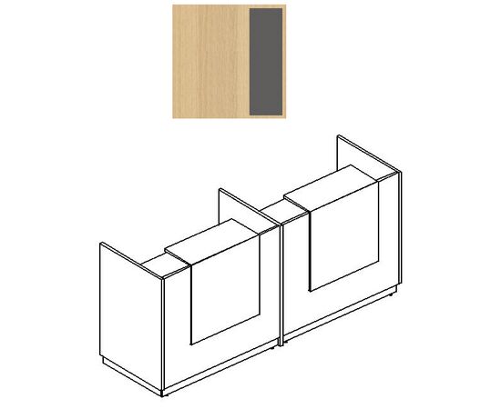 Стойка ресепшн прямая с промежуточной опорой (полки высокие), a4 | а4 НФ-00019019, Основной цвет: Дуб натуральный/Дуб натуральный/Антрацит премиум, Ширина: 2475, Глубина: 730, Высота: 1150, Артикул: А4 9848 НД/НД/АРpost-test