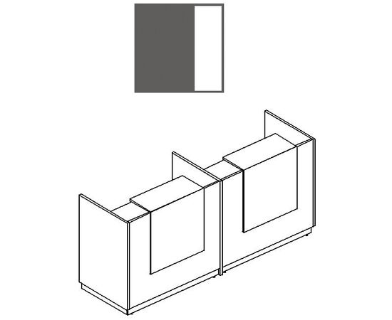Стойка ресепшн прямая с промежуточной опорой (полки высокие) с подсветкой, a4 | а4 НФ-00019022, Основной цвет: Антрацит премиум/Антрацит премиум/Белый премиум, Ширина: 2475, Глубина: 730, Высота: 1150, Артикул: А4 9849 АР/АР/БПpost-test
