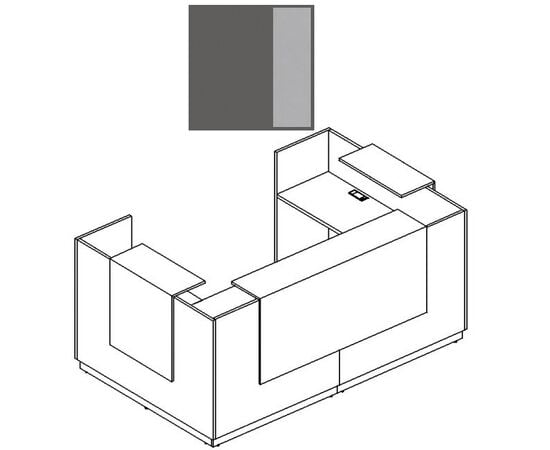 Стойка ресепшн П-образная (полки высокие) с подсветкой, a4 | а4 НФ-00019033, Основной цвет: Антрацит премиум/Антрацит премиум/Серый, Ширина: 2450, Глубина: 1550, Высота: 1150, Подсветка: с подсветкой, Артикул: А4 9881 АР/АР/СЕpost-test